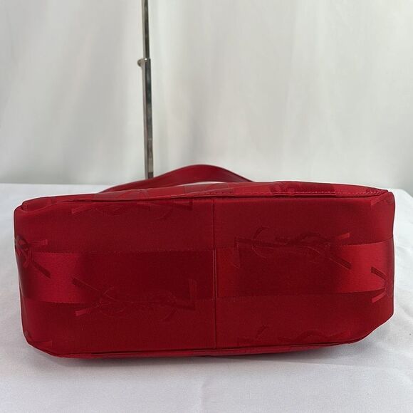 Yves St Laurent Vintage Red Satin Logo Bag - Picture 10 of 10